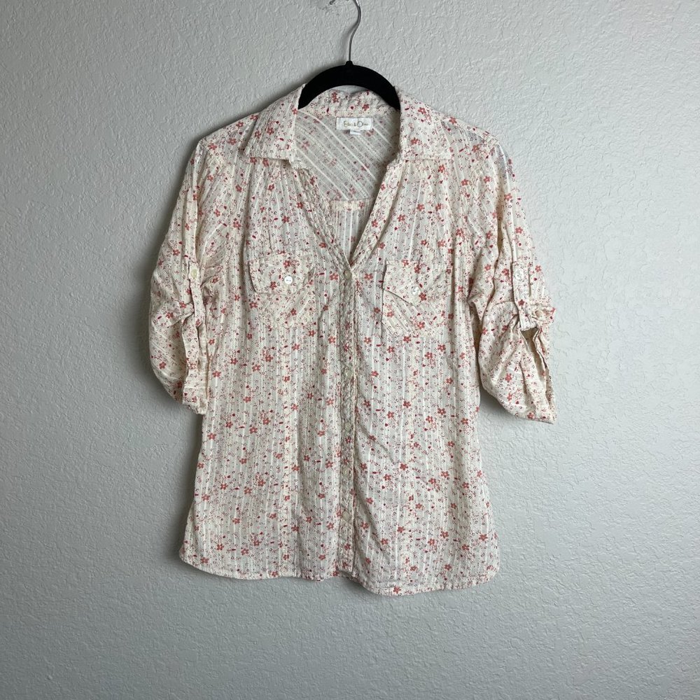 Eden & Olivia Floral Button Up Tapered Shirt